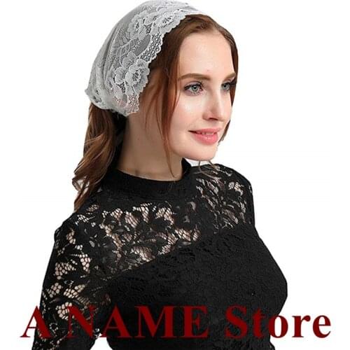 ISHSY Lace Small Women Headband Mantilla Veils for Church Catholic Traditonal Headcovering Velo Negra Voile Mantille Tie-Style