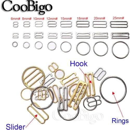 20pcs 6mm~25mm Metal Bra Strap Adjustment Buckles Underwear sliders Rings Clips For Lingerie Adjustment DIY Accessories