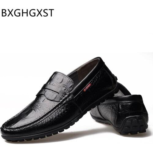 Driving Shoes Loafers Men Italian Brand Genuine Leather Shoes Men Luxury Slip on Crocodile Shoes Zapatos Casuales De Los Hombres
