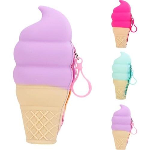 Girls Ice Cream Mini Coin Purse Silicone Mini Coin Bag Change Wallet Purse Small Women Key Wallet Coin Wallet Children Kids Gift