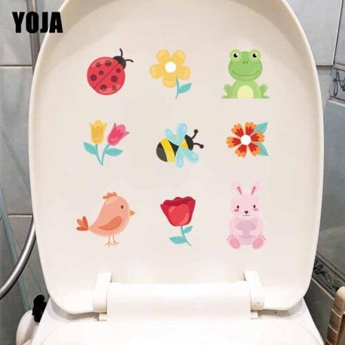 YOJA 22.4X23.4CM Cartoon Coloured Cute Animals Living Room Home Decor Toilet Decal Wall Sticker Separable T5-1098