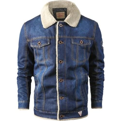 2019 Mens Casual Mens Winter Plus Velvet Thick Loose Lapel XL Denim Jacket Mens Jacket Warm and Comfortable Fashion Simple