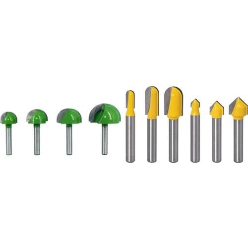 4Pcs 6mm Shank Ball Nose Router Bits Set & 6 Pcs 1/4 Shank Router Bits Set Core Box Bit Round Nose Bit