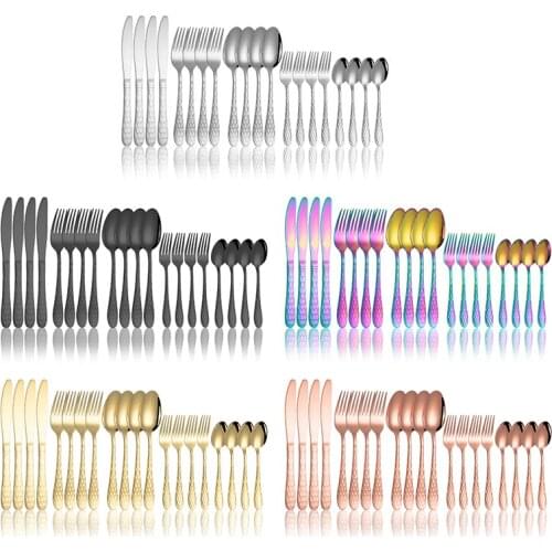 20Pcs Dinnerware Sets 410 Stainless Steel Rainbow Colors Cutlery Set Western Steak Gold Plated Cutlery Kitchen Tools Tableware