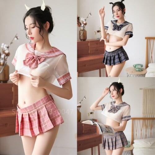 2020 New Women Sexy School Uniform Japanese Style College Student JK Suit Top Pleated Skirt Girl Sailor Lingerie Cosplay Costume