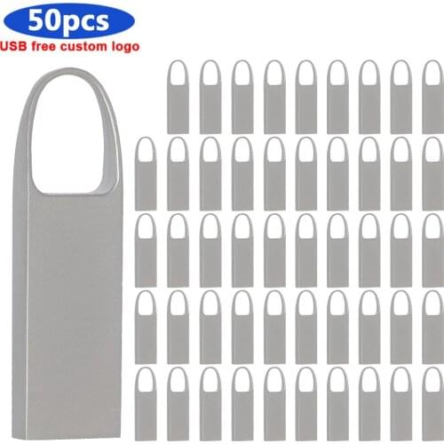 50pcs free logo Metal USB Flash Drive USB Stick 128GB Pen Drive 16GB 32GB 64GB 8gb Pendrive Cle USB 2.0 Flash Drive Memory Stick