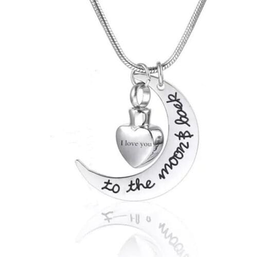Stainless Steel Personalized Moon Love Pendant Necklace Memorial Jewelry