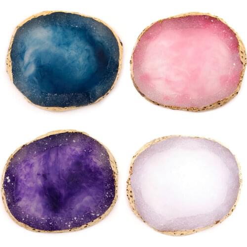 Natural Resin Agate Nail Color Mixing Palette Gel Polish Drawing Painting Holder Plate DIY Showing Shelf Nail Art Display Tools