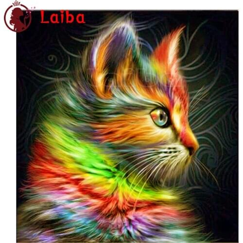 Full Drill Square Diamond Painting Cross Stitch cute Cat 5d Mosaic Art Diamond Embroidery color Animal kitten Rhinestone Picture