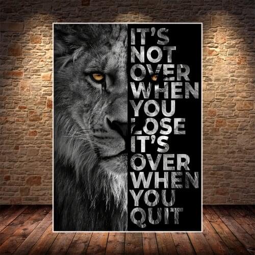 Lion Posters It Not Over When You Lose Motivational Art Animal Print Canvas Painting for Nordic Room Office One Piece Decoration