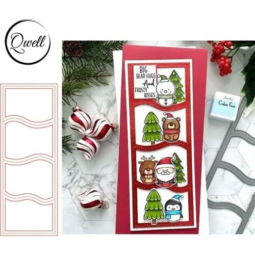 QWELL Metal Cutting Dies Wavy Border Frame DIY Scrapbooking Album Craft Paper Cards Making Template 2021 New Arrival