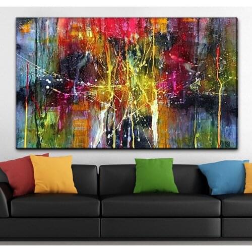 Handpainted Abstract Colorful Oil Painting On Canvas Graffiti Pop Art Wall Picture Living Room Bedroom Home Decor