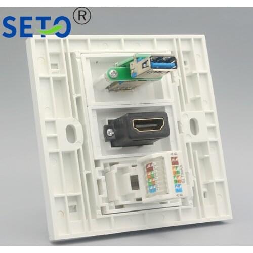 SeTo 86 Type Network RJ45 Cat5e + 3.0 USB Assorted + 2.0 HDMI Panel Wall Plate Socket Keystone Faceplate