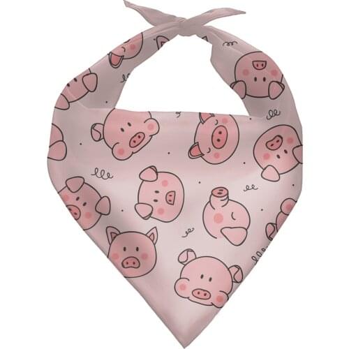 Dog Bandanas Large Pet Scarf Pet Bandana For Dog Cute Pig Cat Print WashableBow ties Collar Cat Dog Scarf Large Dog Accessories