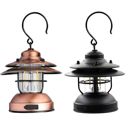 Camping Lantern LED Outdoor Retro Hanging Tent Lamp 2 Gears Lighting Mode Vintage Light for Fishing BBQ Hiking Lamp Gifts