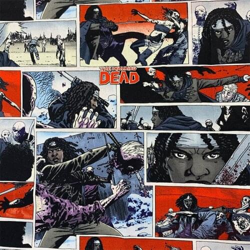 Fashion Digital Printing Cartoon style Zombie Skull pattern 100%Cotton Fabric Sewing Material Children Fabric Diy Shirt Clothing