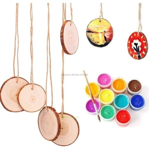 Thick 50PCS Natural Pine Round Unfinished Wood Slices Circles With Tree Bark Log Discs DIY Crafts Wedding Party Painting Decor