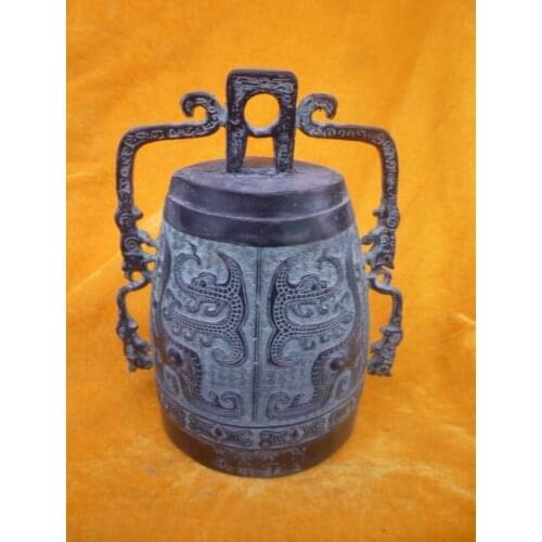 Unique Old Bronze bell,wonderful design ,fine ornamentation, free shipping
