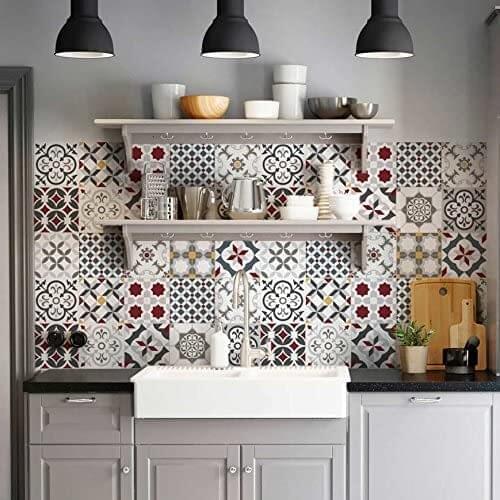 Packaging 54 tile size 10x10 cm - Made in Italy-for bathroom and kitchen Stickers design-Leopoli