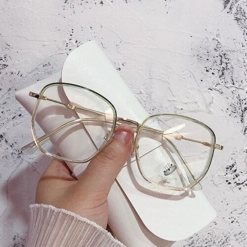 Vintage Anti Blue light Glasses Frame Polygonal Myopia Optical Mirror Women Men Transparent Eyewear Frame Eyeglasses Frame
