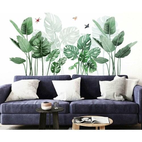 Plant tropical leaves green wall sticker fashion living room Vinyl Decal Art mural home decoration