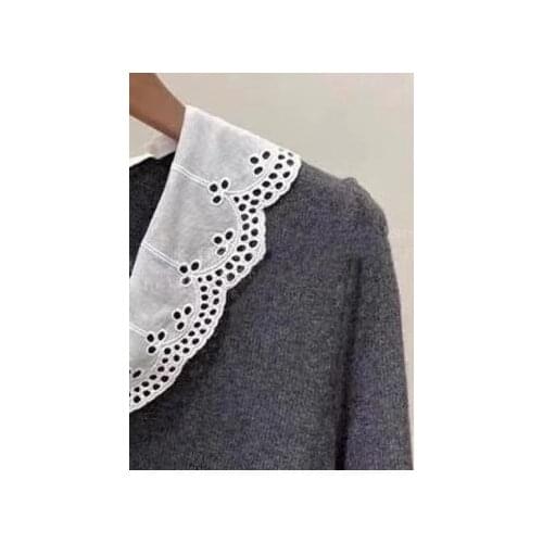 Women Sweater 2021 Early Autumn New Womens Solid Color Doll Collar Loose Knit Top Women Pullover