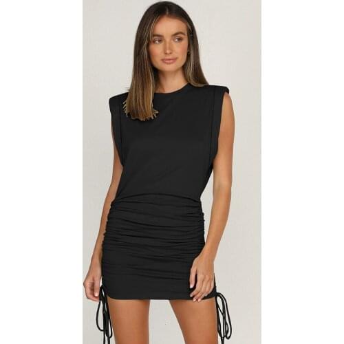 Women Sexy Summer Club Ruched Drawstring Bodycon Mini Dress Club Party Dress Skinny Elegant Dress