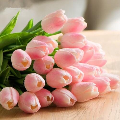 10PCS Tulip Artificial Flower Fake Plant Flower Branch Wedding Bouquet Decorative Desktop Flowers For Party Home Garden Decor