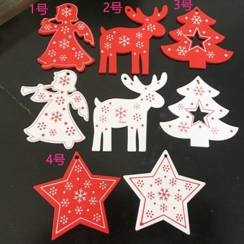 100PCS Wooden Christmas Ornaments Kids Toys for Chirstmas Tree Hanging Pendants Xmas Decoration for Home Party New Year