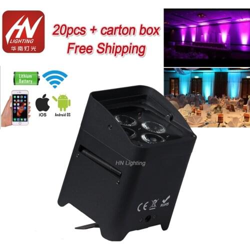 20pcs dj lights 4X18w RGBWA UV mini led par light battery powered wireless led uplight