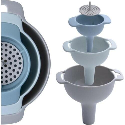 4pcs/set Filter Funnel Multi-function Oil Water Spices Wine Flask Filter PP Durable 4-in-1 Funnel Strainer Kitchen Gadgets Tools