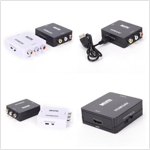 JETTING 1PC To RCA AV/CVBS Adapter HD 1080P Mini HDMI2AV Video Converter with USB Power Cable