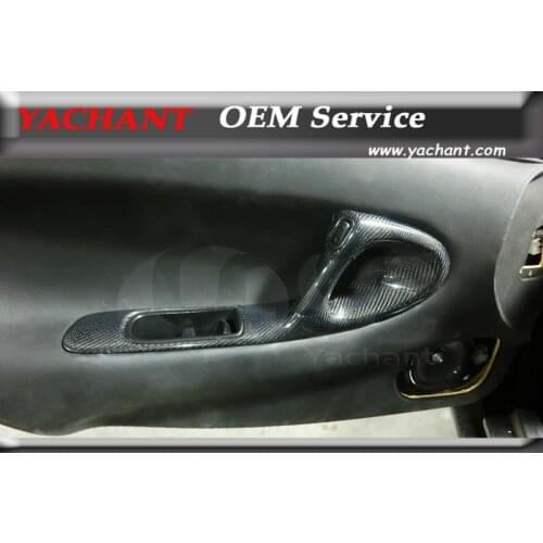 Car-Styling Accessories Carbon Fiber Door Handle Panel Cover Trim 2 Pcs Fit For 1992-1997 RX7 FD3S Inner Door Handle Replacement