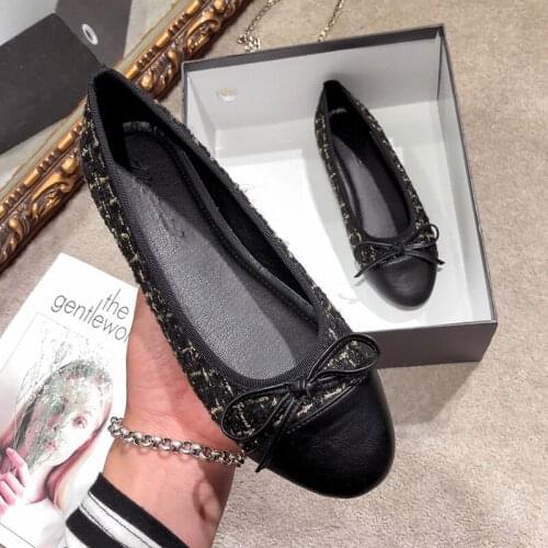 2021 new size 43 44 flat shoes, fashionable lightweight bow-shaped comfortable ballet shoes with soft sole