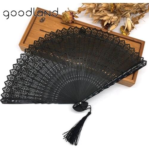 Free Shipping Wholesale 100pcs Black Bamboo Trim Folding Hollow Carved Hand Fan Home Decoration Accessories Home Decor