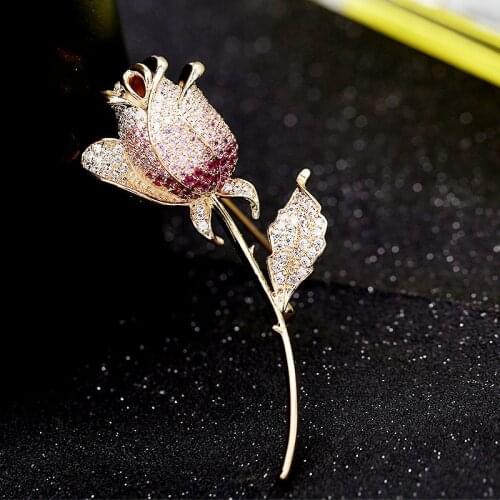 Rose Brooch Femininity Ladies Accessories Suit Coat Fashion Corsage Color Zircon Brooch