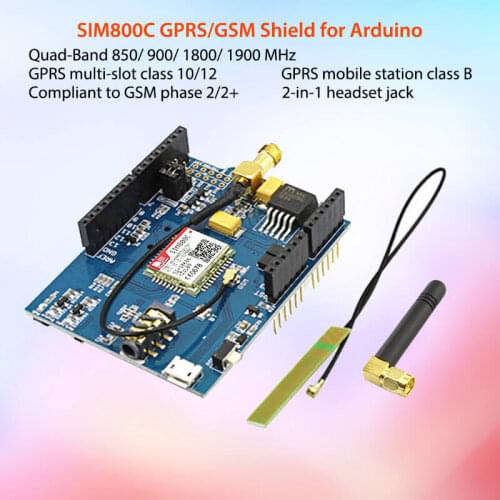 Elecrow GPRS GSM SIM800C Shield for Arduino SIM800C Module With Antenna Sim900 GSM GPRS PCBA Development Board DIY Kit Modules