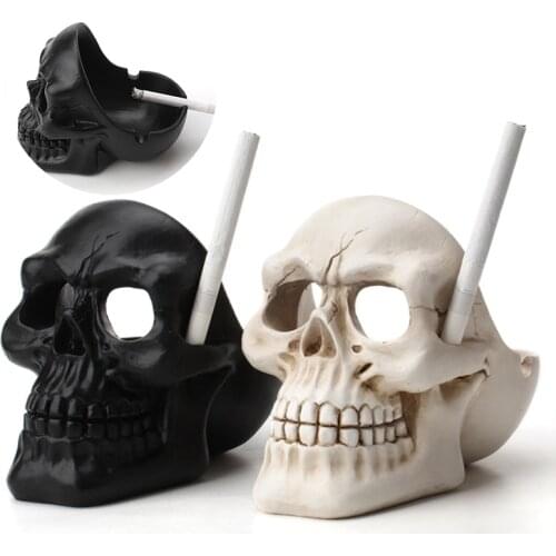 1PC Retro Ashtray Resin Skull Sculpture Container Ornament Crafts Tobacco Ash Box Man Gift Home Office Bar Desktop Decoration