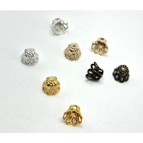 JunKang 500pcs 5*6mm Antique Silver glass Flower End Caps Jewelry Making Findings bead cups Diy Accessories