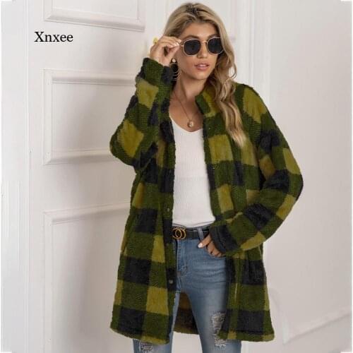 Plaid Wool Coat Long Jacket Woman Overcoat Fashion Long Sleeve Coats Women Autumn Winter Casual Girls Coat Female Streetwear