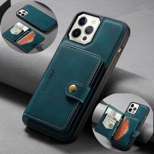 Flip Leather Magnet Card Slot Case for iPhone 12 Pro Max 12 Mini 11 XR XS Max 7 8 Plus Folio DetachableClasp Wallet Phone Cover