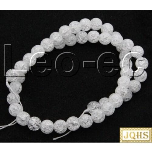 AAA 8mm 10mm round white Crackle crystal Stone Loose Beads for Jewelry Making Strand 15" V1485