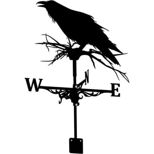Weather Vane Gardening Supplies Handicraft Decoration Stainless Steel European Style Crow Model Durable Wind Direction Indicator