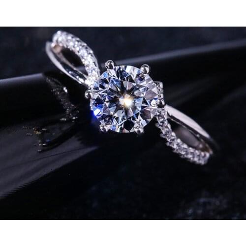 Trendy Female Small Round Stone Ring 100% Real Sterling Silver Wedding Ring Classic Zircon Open Thin Engagement Rings For Women