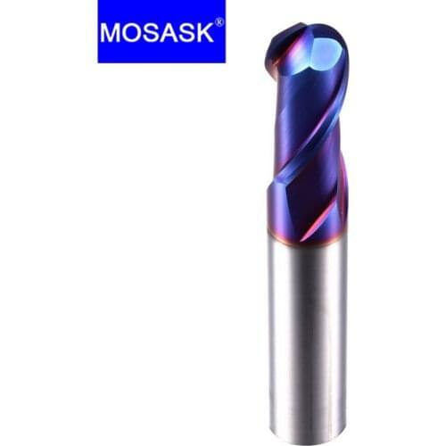 MOSASK 1PC 2 Flute Lathe Tungsten Stainless Steel Ball HRC65 Metal Working 4 6 8 MM Carbide End Milling Cutter