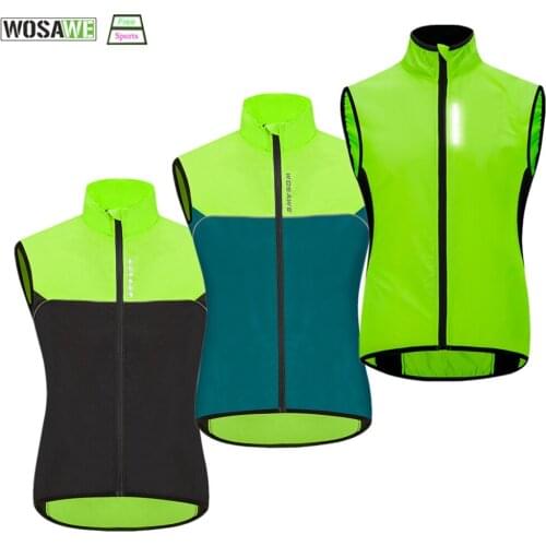 WOSAWE Men Cycling Vest Windproof Waterproof Running Vest MTB Bike Bicycle Reflective Clothing Sleeveless Cycling Jacket
