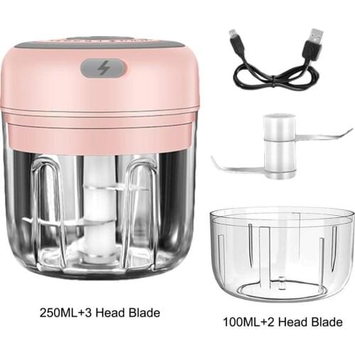 250/100ML Electric Mini Garlic Chopper USB Charging Masher Press Mincer Vegetable Chili Meat Grinder Food Chopper Kitchen Tools