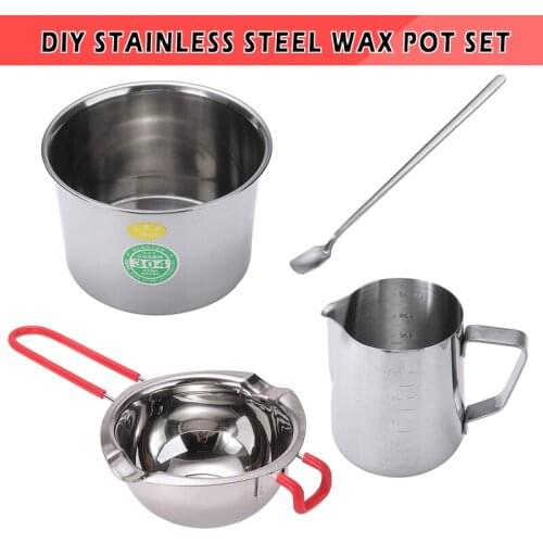 1 Set Candle Making Kit Stainless Steel 500ml Wax Melting Outer Inside Pot Jug Spoon DIY Craft Candle Making Making Supplies
