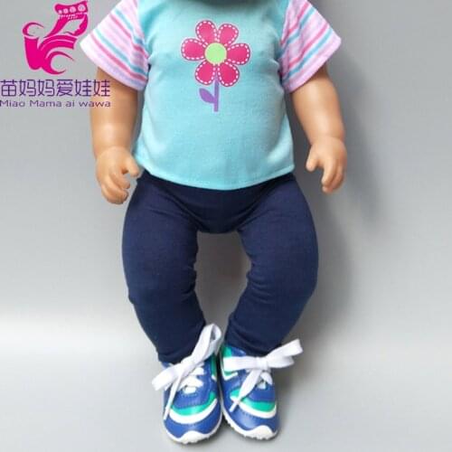 Baby Doll outfit blue shirt and pantts Fits 18 inch girl Doll Clothes set children learn toys dress up toys