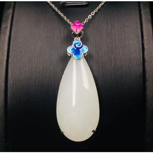 Natural Fine Jewelry 925 Silver Jade Belt Color Accessories Necklace Pendant